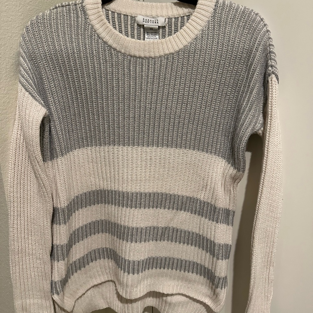 Barneys New York Cream and Gray Striped Sweater - Picture 2 of 4